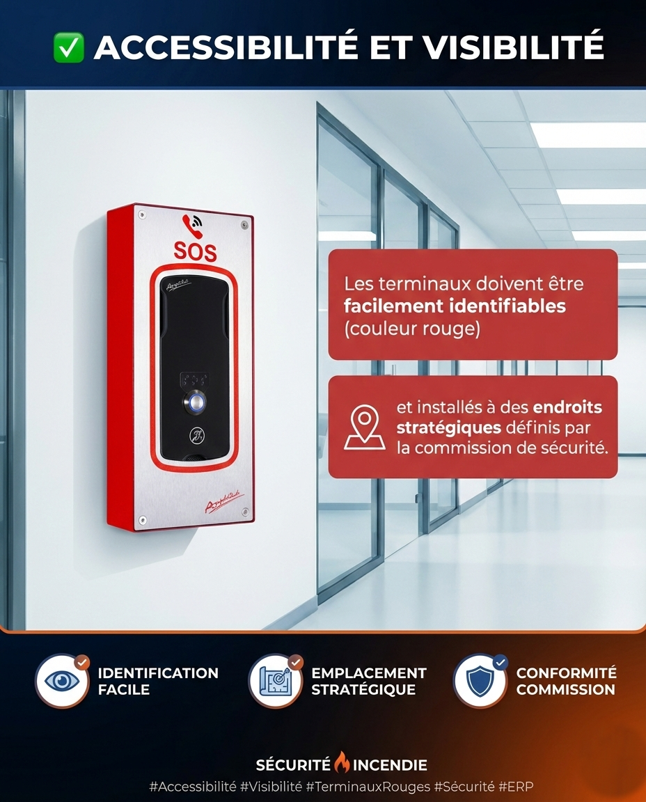 éléphone de secours ERP norme MS 70 - Modèle visible pompiers pour communication d'urgence