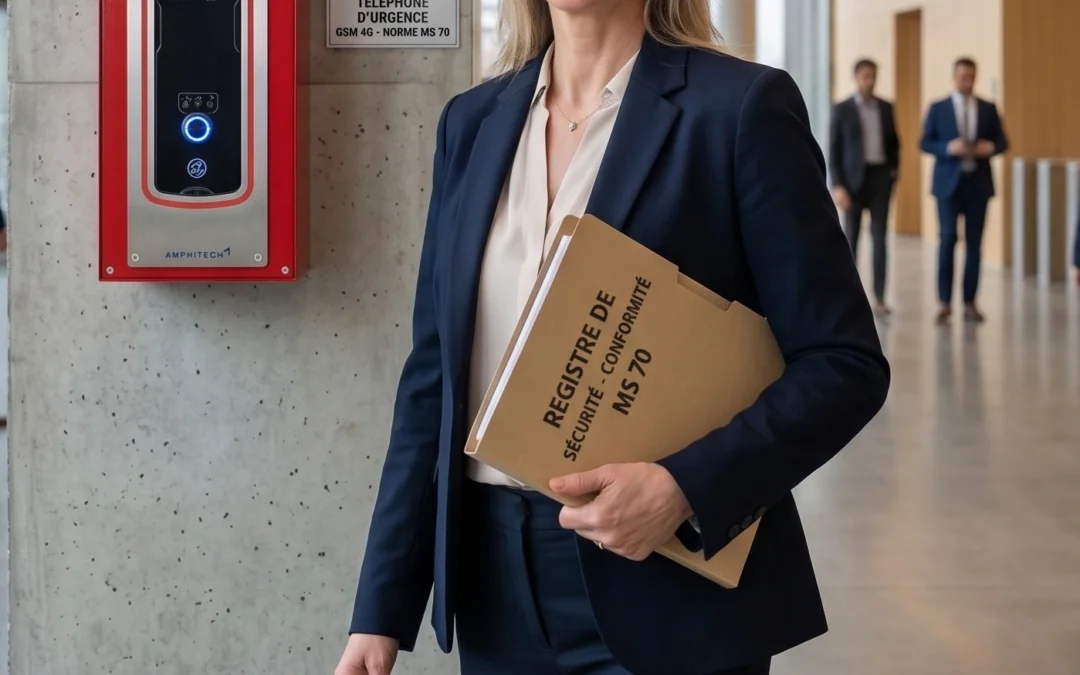 Borne de secours conforme a la norme ms70 pour la commission de securite des ERP en France