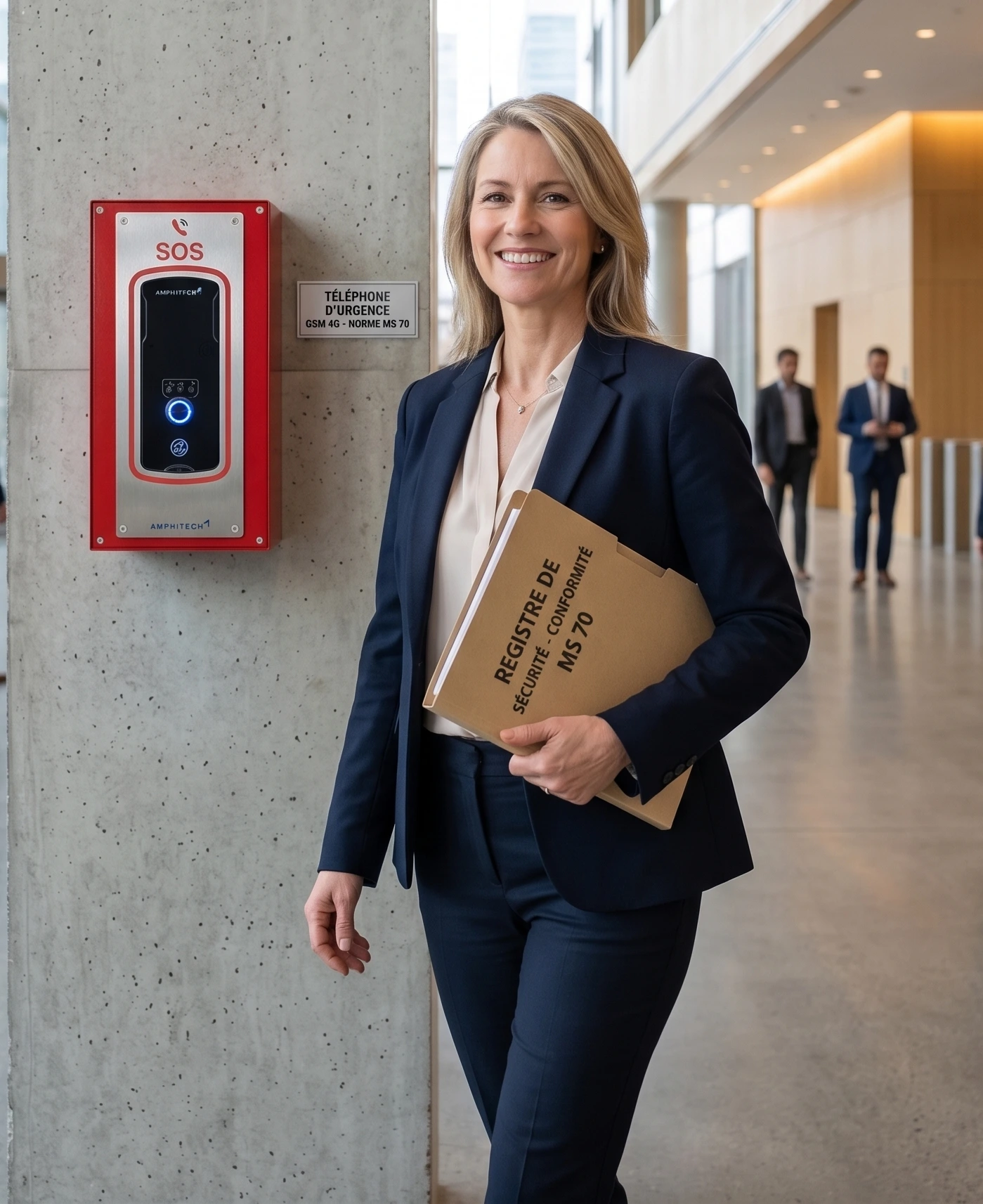 Borne de secours conforme a la norme ms70 pour la commission de securite des ERP en France